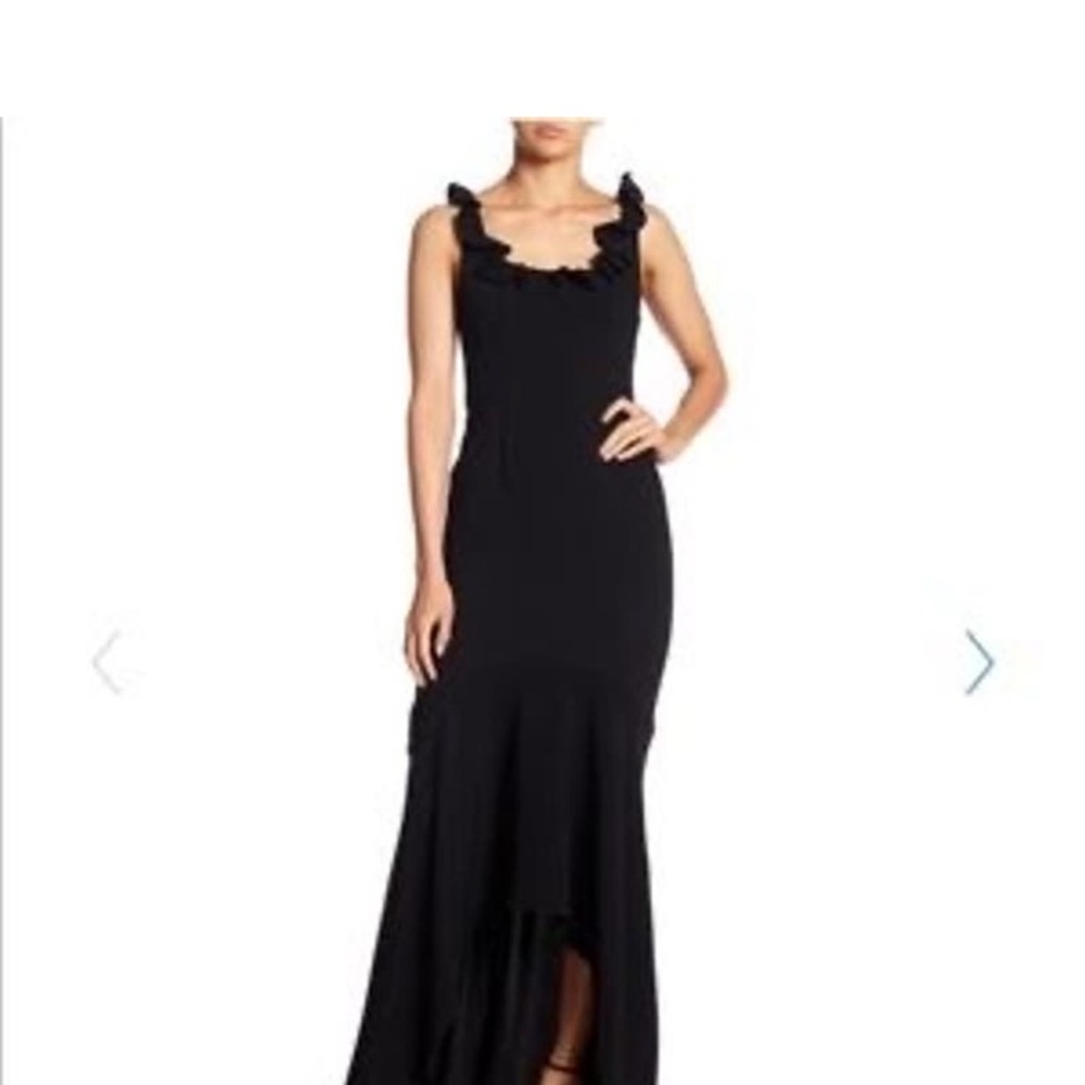 NWT Cinq a Sept Black Tatiana Ruffle Tie Back High Low Maxi Dress